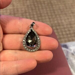 Elegant Black and Silver Teardrop Pendant